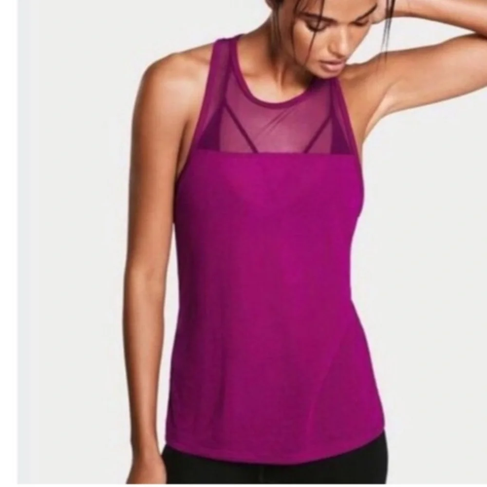 Victoria's Secret Sport Vibrant Purple Mesh racerback active Tank Top S - Picture 1 of 10